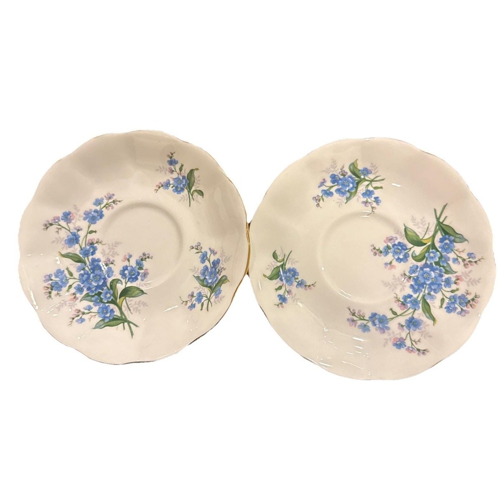 Royal Albert Bone China Set Of‎ 2 Saucers Plate Only Forget Me Not England VTG